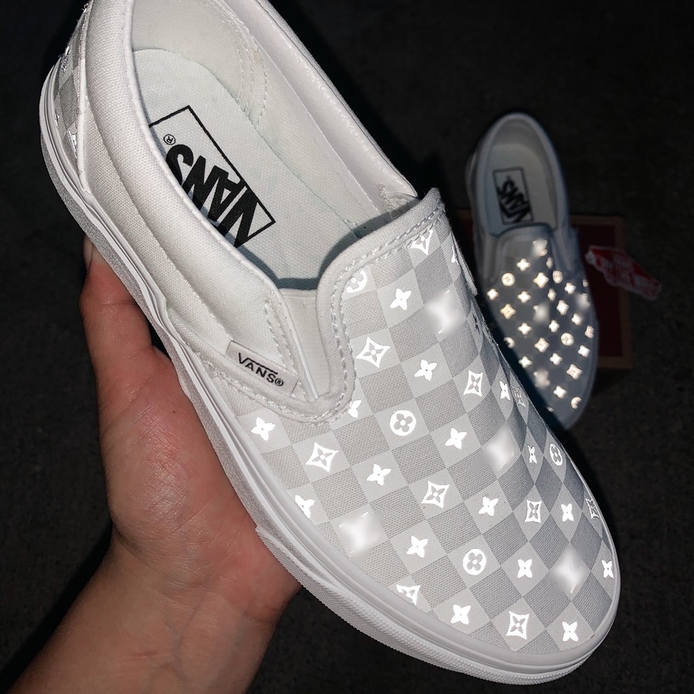reflective checkerboard vans